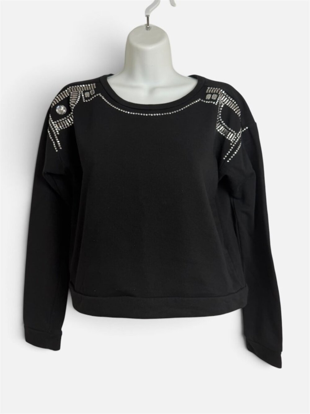 H&M Divided Black Rhinestone Embellished Sweatshirt Small